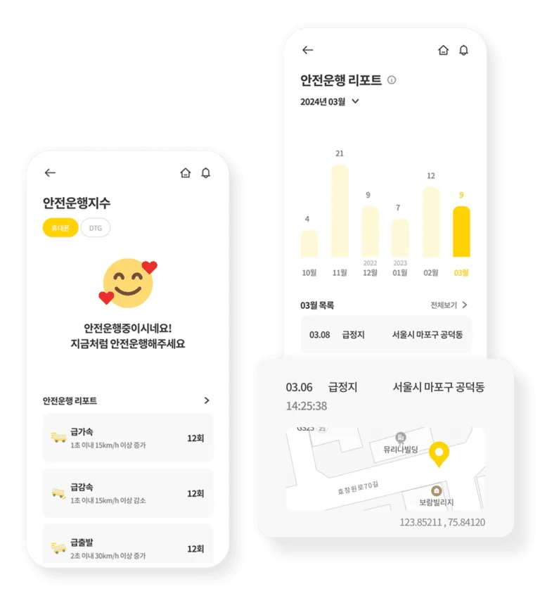 라이드 앱 안전운행 지수 화면